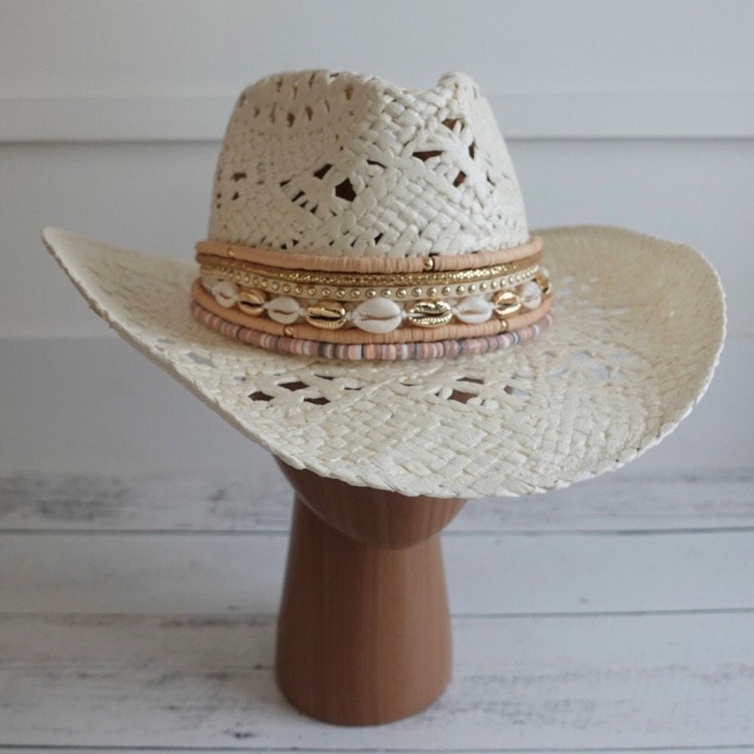 Straw Cowboy Hat Coastal Cowgirl Hat Boho Cowgirl Hat Cowboy Etsy