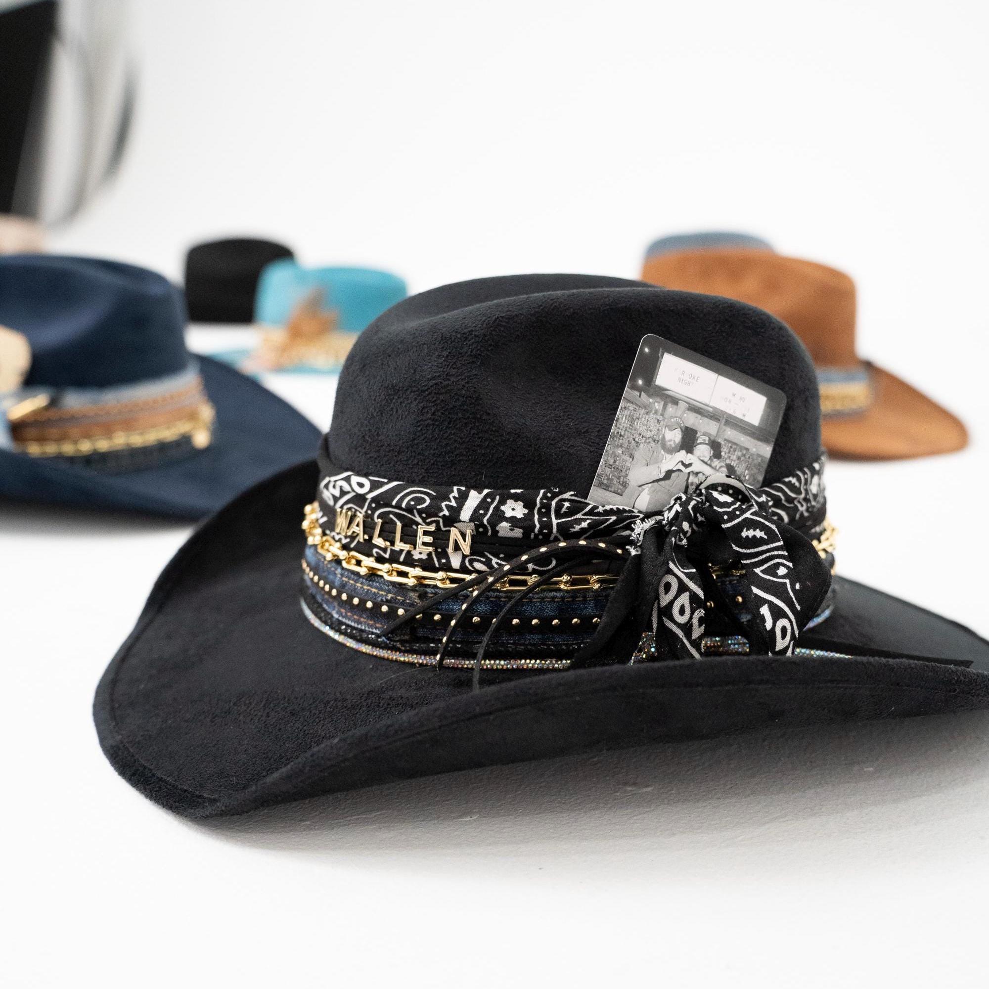 Morgan Wallen - Somebody\'s Problem Cream Suede Cowboy Hat with Gold Chain Trim Morgan Wallen Somebodys Problem Hat - Etsy main image 2
