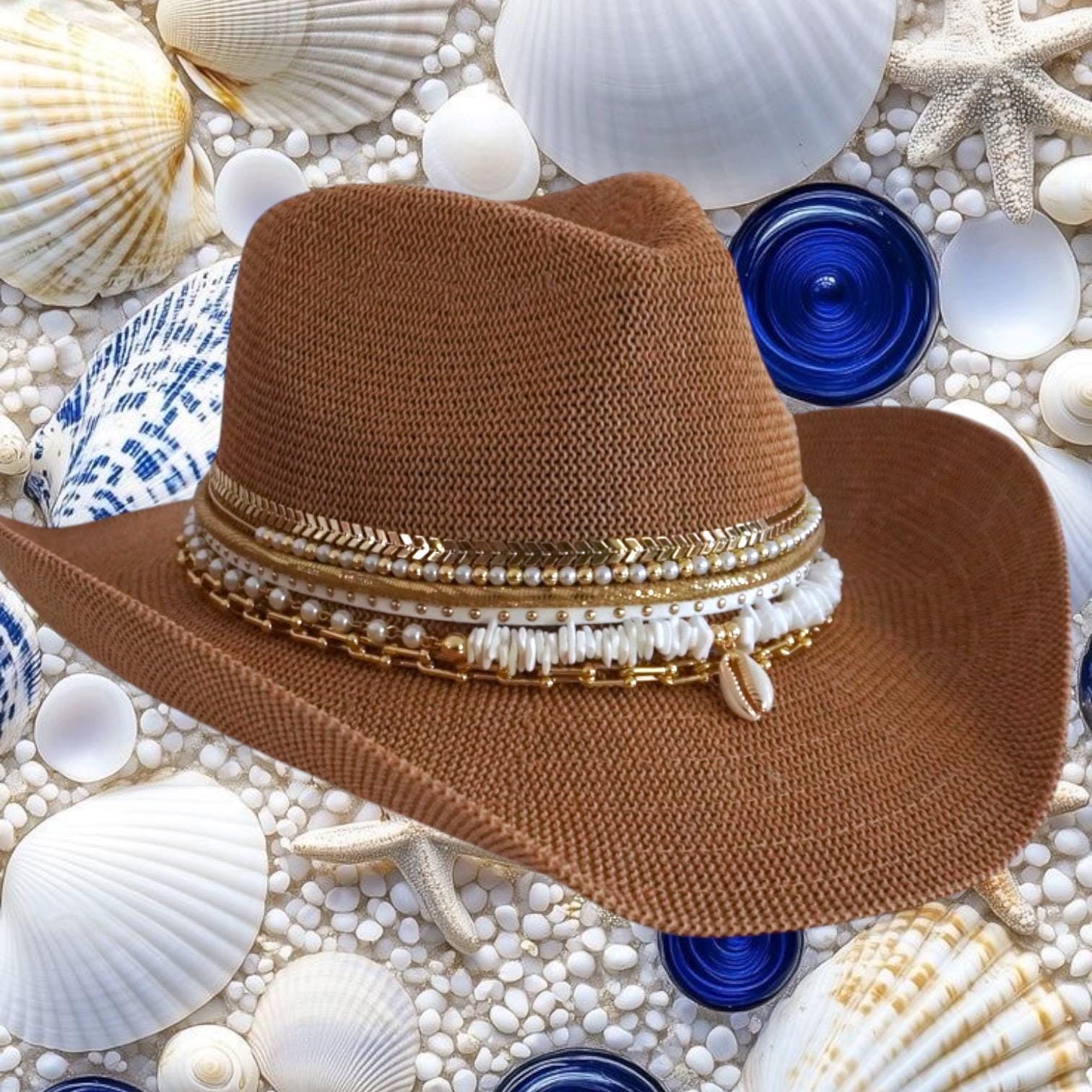 Summer Beaded Coastal Cowgirl Hat Beach Cowboy Hat Pool  display picture 2