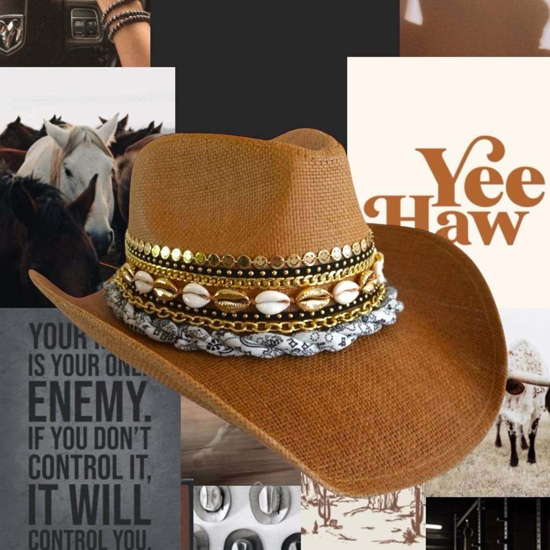 Cappello Cowboy In Paglia Pieghevole - Largo Bordo Per Sole E Spiaggia - Foto 4