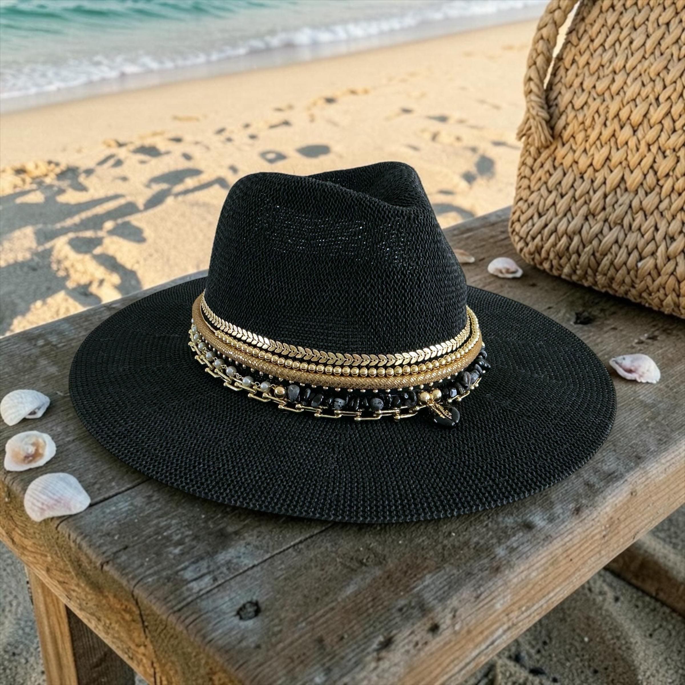 SUN AND SAND FEDORA SUMMER HAT PALM MOTIF RIBBON ADJUSTABLE 3 IN Tropical Palm Leaves Kid main image 4
