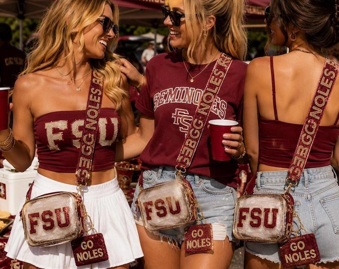 Garnet Gold Clear Stadium Bag Sequin Strap Tally Crossbody Purse Game Day Bag NCAA Approved Gift for Her