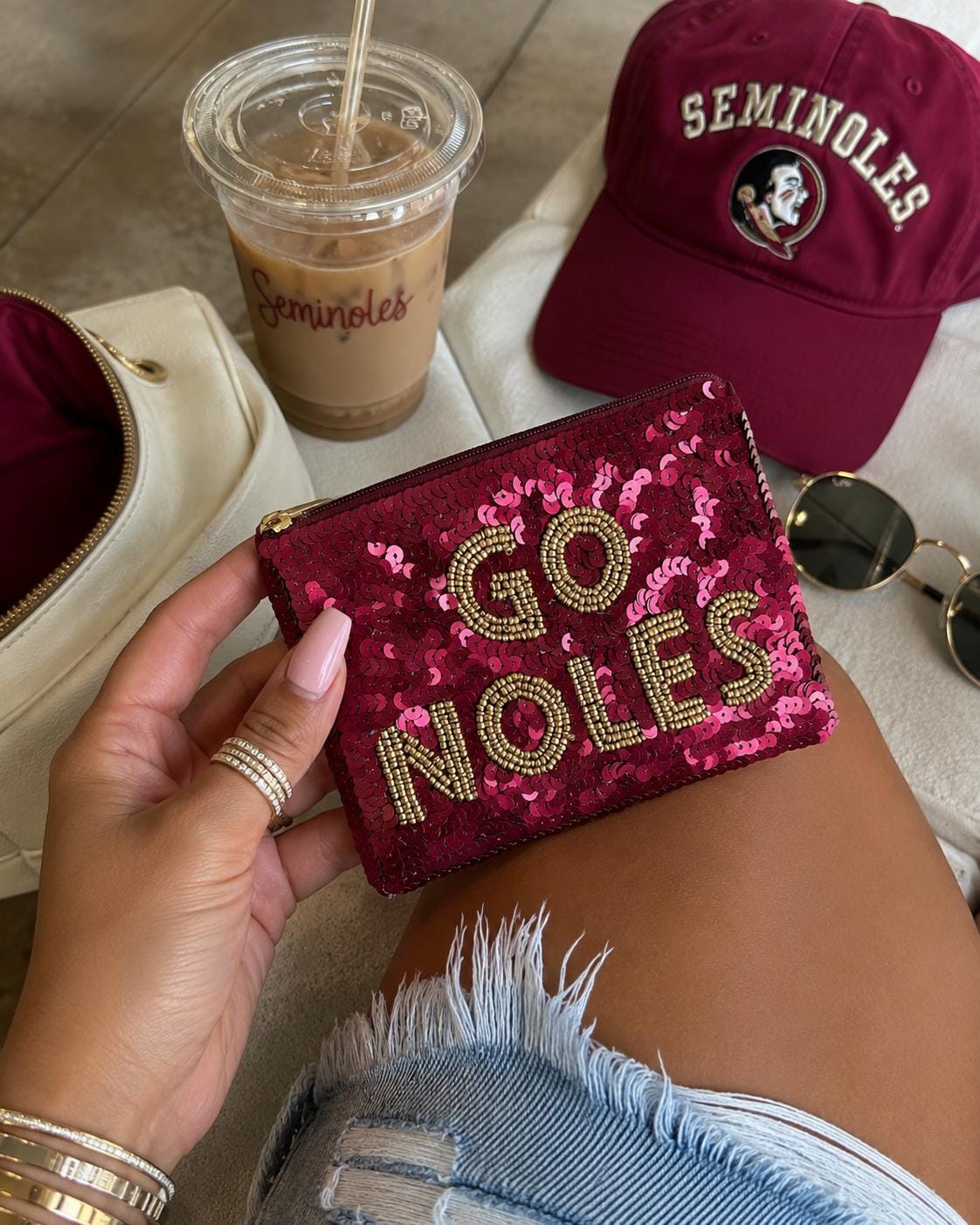 FSU Inspired Coin Purse Zipper Pouch Doak Stadium Bag Game Day