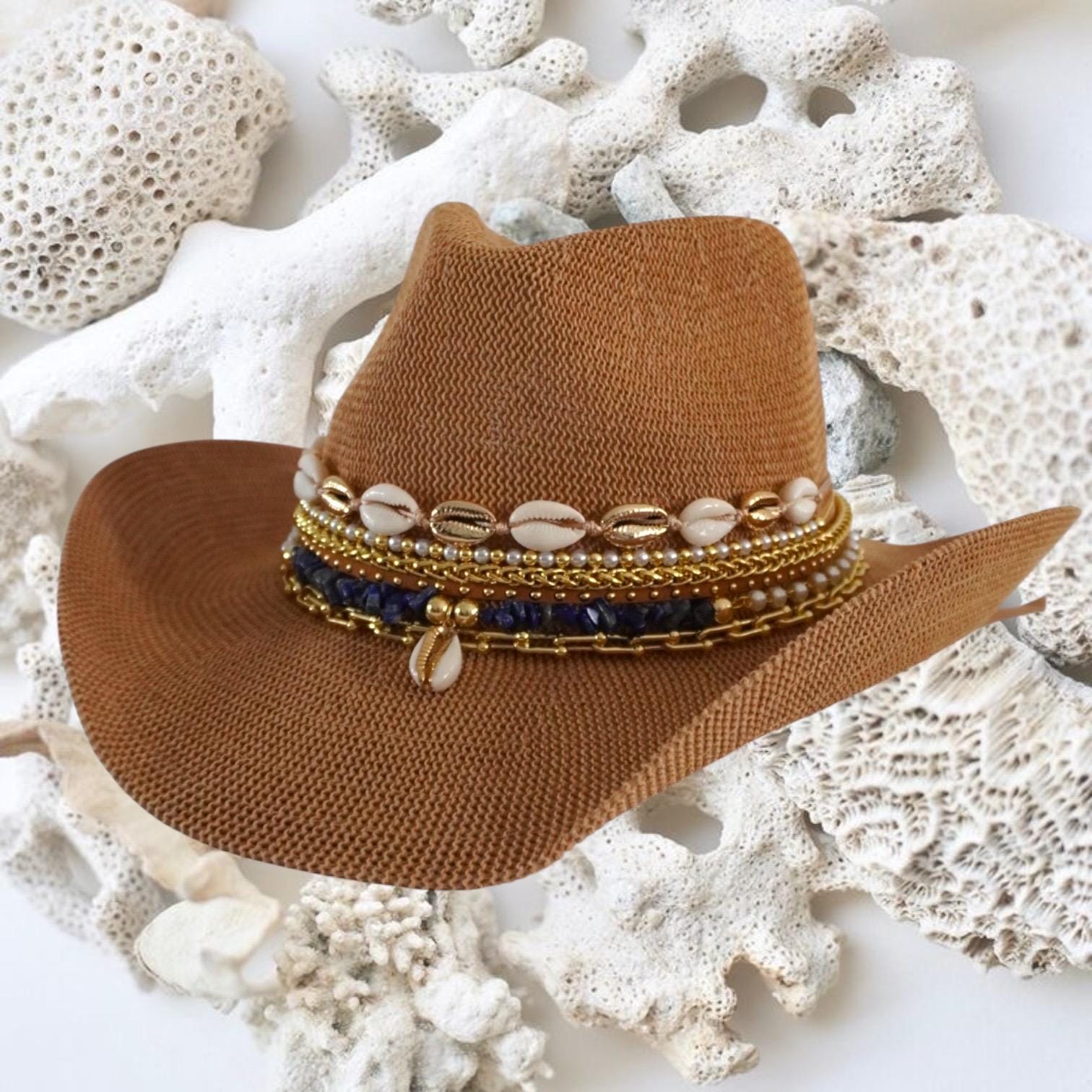 Gap‎ 100% Paper Straw Hat Womens Gold Band Wide Brim Sun Beach Pool Vacation Women main image 2