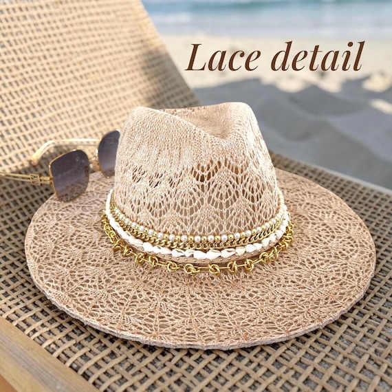 Lace Beach Panama Hat Vacation Sun Hat Personalized Luxe 