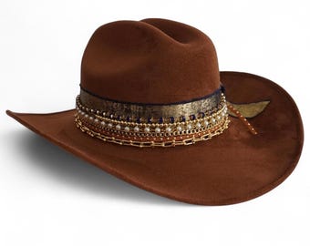 Tan Cowboy Hat Country Concert Outfit Personalized Cowgirl Hat Rodeo Hat Nashville Outfit Western Hat Gift for Her Custom Cowgirl Hat