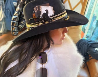 Super Star Cowboy Hat With Rhinestone Fringe,black Cowboy 