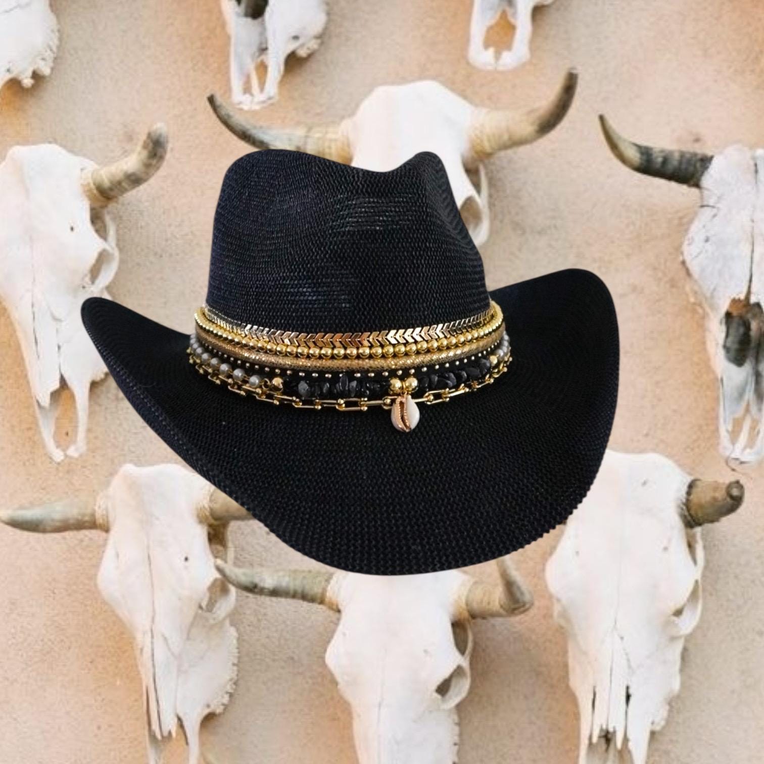 Cowboy Tan Unisex Summer Sunny Club Beach Holiday Hats with Black Stitching Vintage Unihat by Texace straw hat Longboat Key Club straw  main image 2