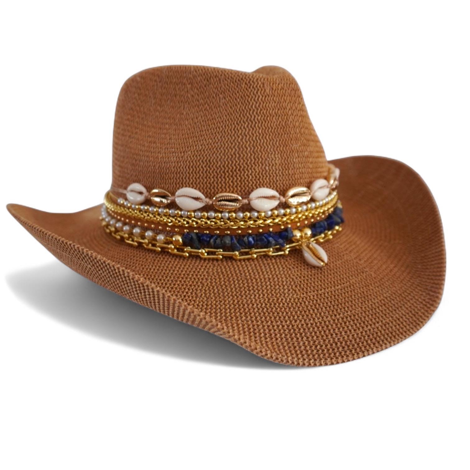 Beachy Cowgirl Hat for Summer Vacation Boho Beach Cowboy Hat 