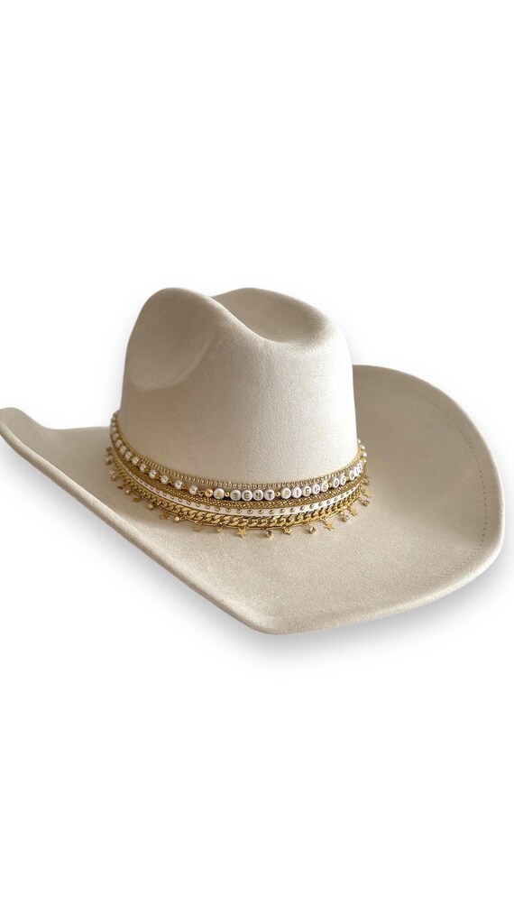 Bride Cowboy Hat With Veil: Custom Beaded Bachelorette  display picture 1