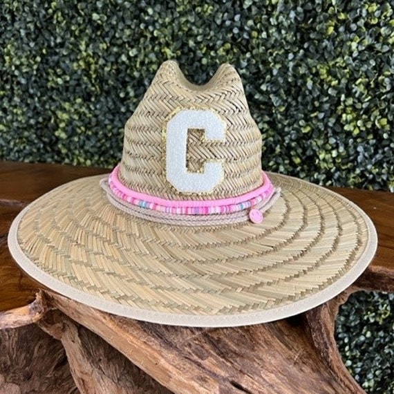 Initial Sun Hat Adult Sun Hat Summer Beach Hat Varsity Letter