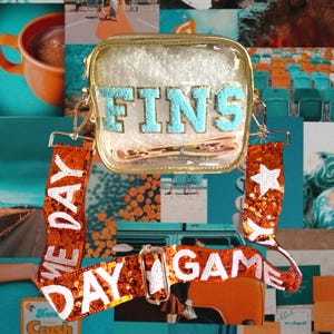 Miami Dolphins Clear Game Day Bag : Umhängetasche mit Paillettenriemen