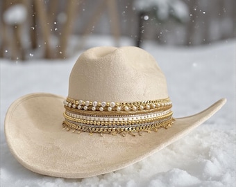 Custom Cream Cowgirl Hat for Women Cowboy Hat for Rodeo  display picture 2