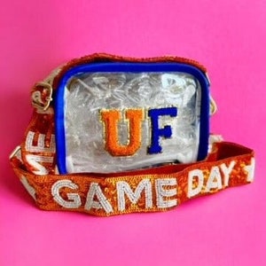 UF Gameday bag Clear stadium purse Chomp Strap Gator gameday bag White University of Florida purse Gator fan gift Gator tailgate gear UF fan