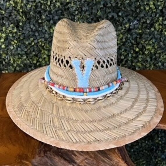 Initial Sun Hat Adult Sun Hat Summer Beach Hat Monogram Straw Hat Chenille  Patch Sun Hat Embellished Sun Hat Custom Sun Hat Varsity Letter -   Canada