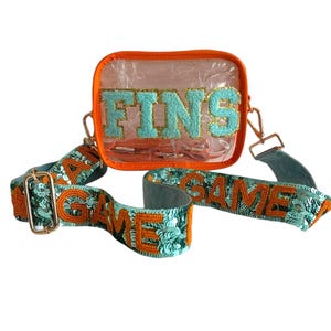 Game day bag Fins game day bag Dolphins purse Miami Dolphin&#39;s clear purse Dolphin&#39;s Stadium bag Miami Dolphin&#39;s crossbody purse Clear bag