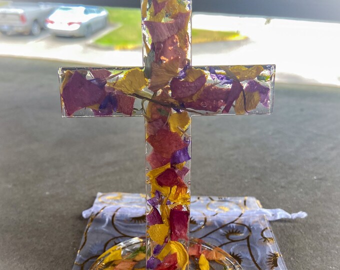 Funeral Flower Petal Memorial Cross Epoxy Memorial Flower Etsy
