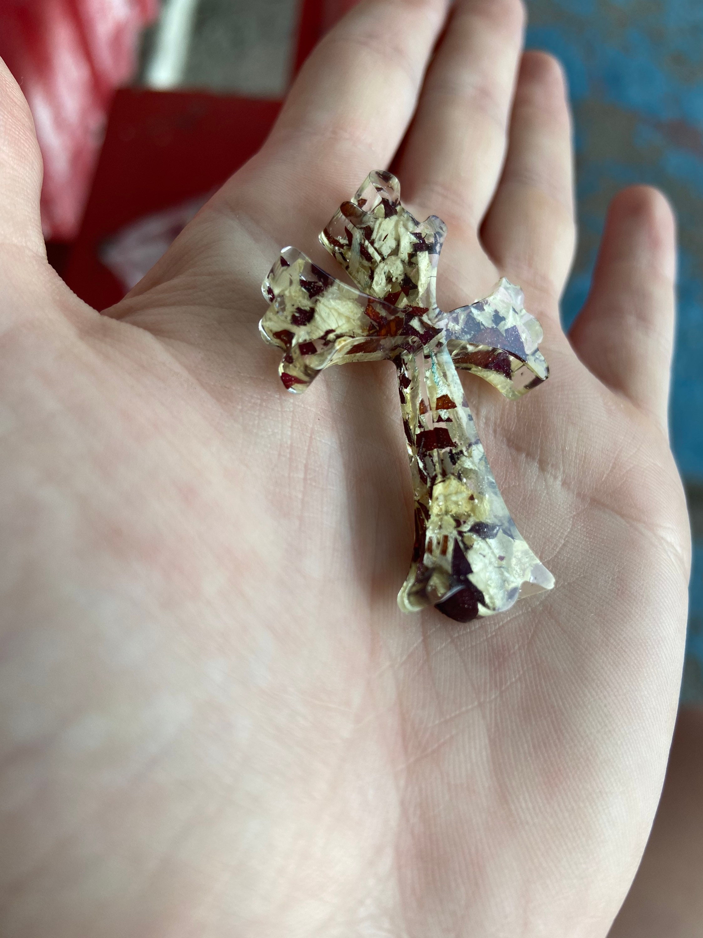 Funeral Flower Petal Memorial Cross Epoxy Memorial Flower Etsy