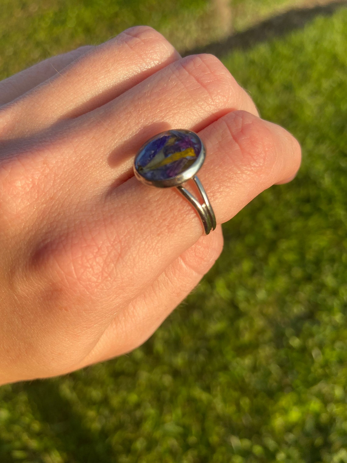 Funeral Flower Epoxy Ring Memorial Ring Sympathy Gift Etsy