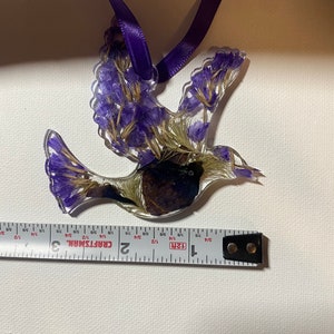 Funeral Flower Petal Memorial Dove Bird Christmas Ornament, Epoxy Memorial Flower Keepsake, Memorial Flower Sun Catcher Ornament