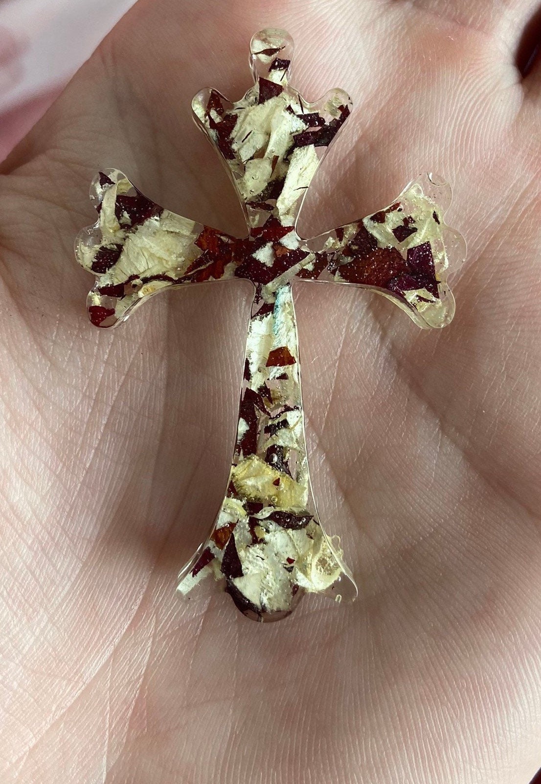 Funeral Flower Petal Memorial Cross Epoxy Memorial Flower Etsy