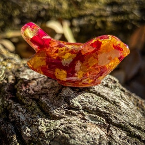 Funeral Flower Keepsake Miniature Bird, Memorial Service Keepsake Songbird, Memorial Flower Petal Resin Cardinal Bird