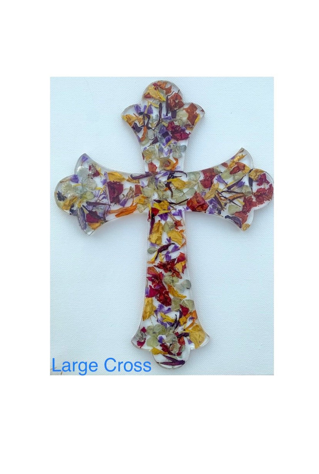 Funeral Flower Petal Memorial Large Cross Epoxy Memorial Flower