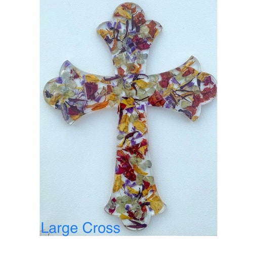 Funeral Flower Petal Memorial Cross Epoxy Memorial Flower Etsy
