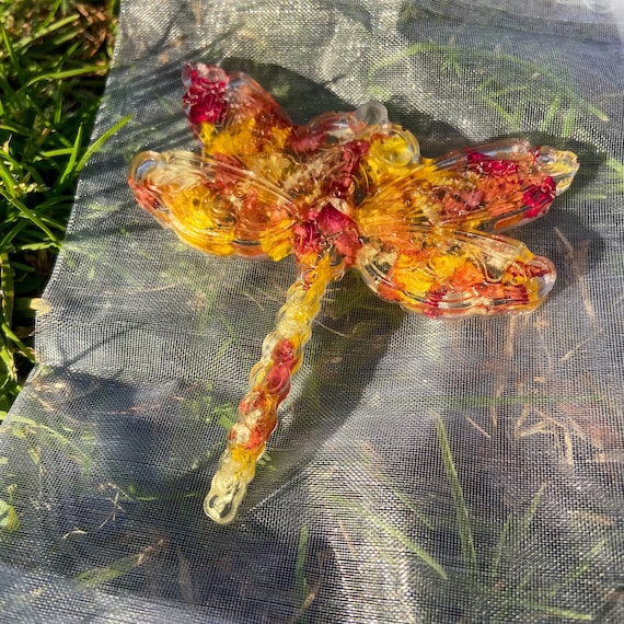 Resin Flower Dragonfly Keepsake: Funeral Memorial Ornament - Etsy
