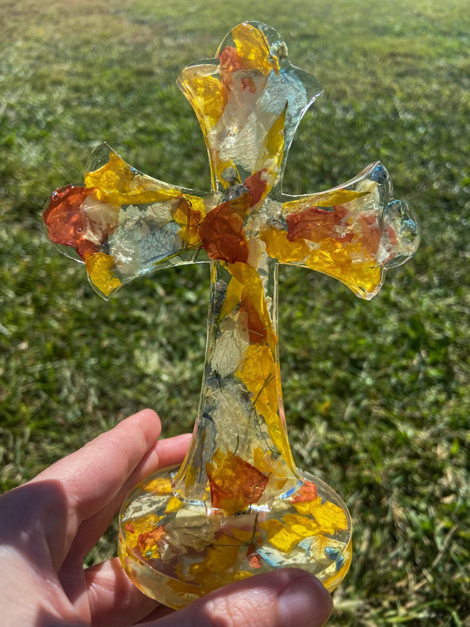 Funeral Flower Petal Memorial Cross Epoxy Memorial Flower Etsy