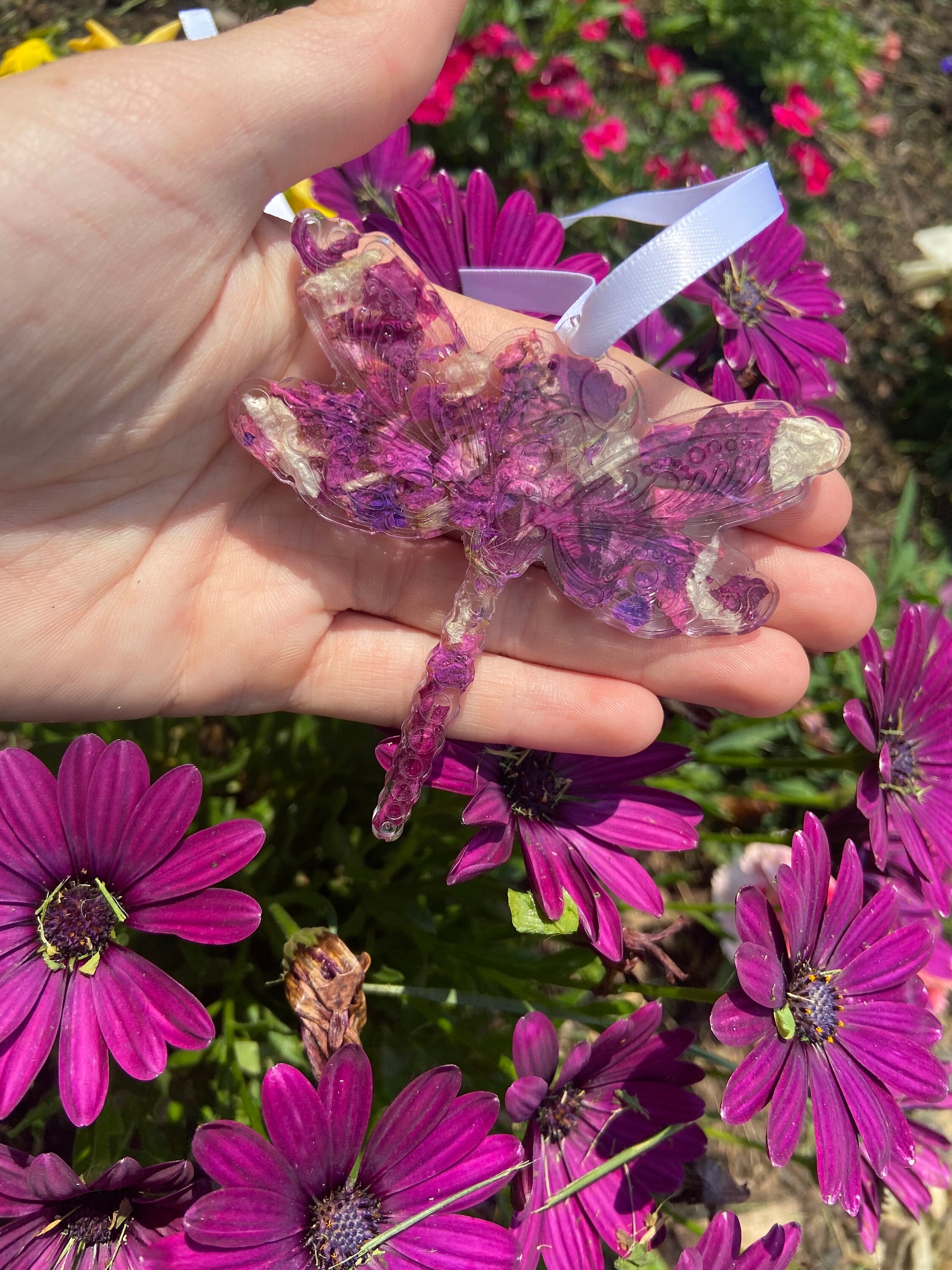 Resin Flower Dragonfly Keepsake: Funeral Memorial Ornament - Etsy