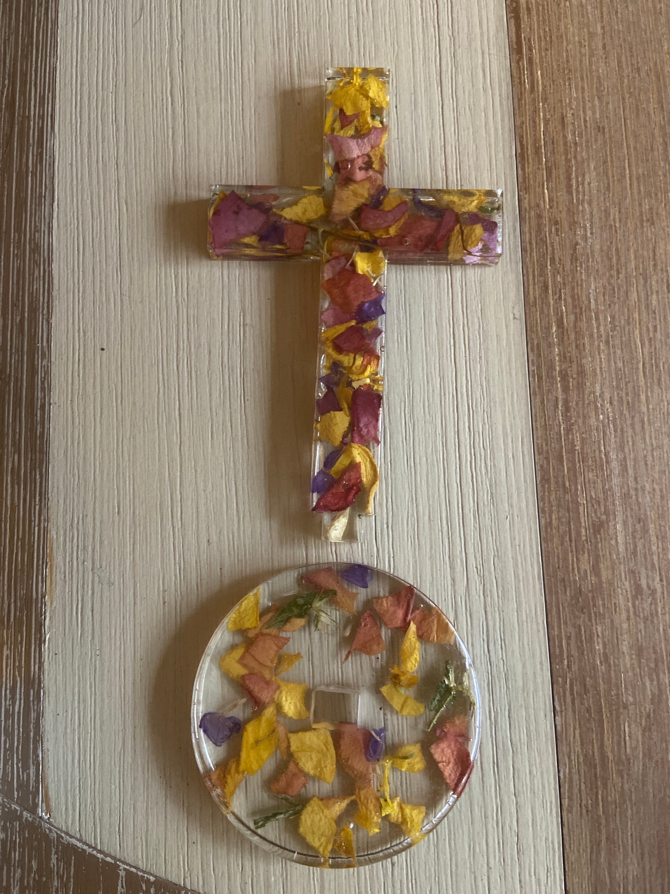 Funeral Flower Petal Memorial Cross Epoxy Memorial Flower Etsy