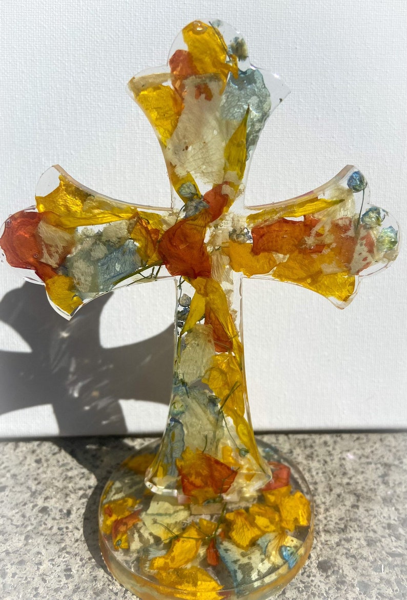 Funeral Flower Petal Memorial Cross Epoxy Memorial Flower Etsy