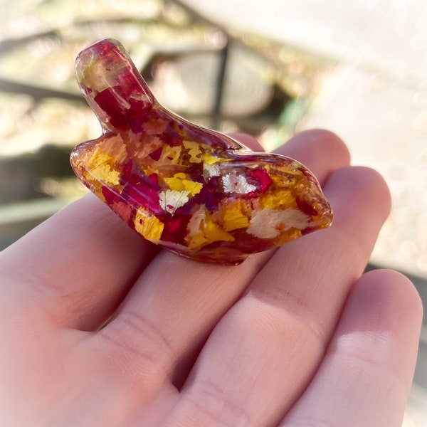 Funeral Flower Resin Bird Keepsake: Memorial Songbird
