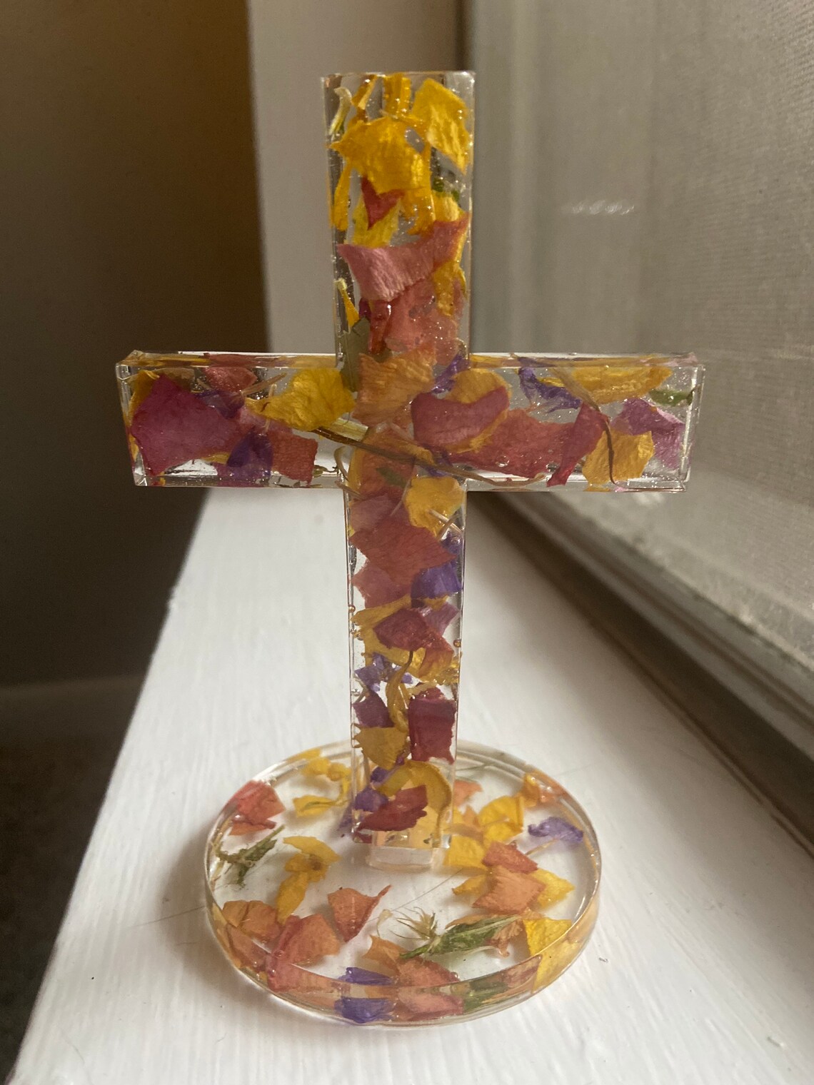 Funeral Flower Petal Memorial Cross Epoxy Memorial Flower Etsy