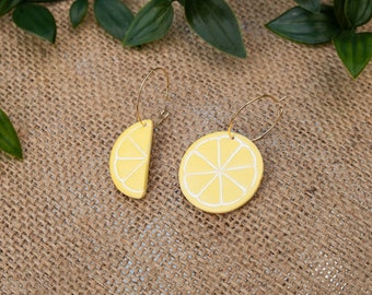 Pendientes de rodajas de cítricos / Pendientes de frutas / Pendientes de jardín de verano / Pendientes de arcilla polimérica / Pendientes colgantes llamativos