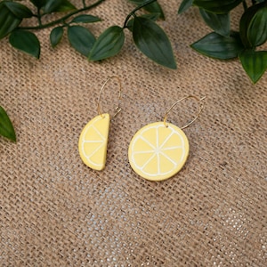 Lemon Slice Earrings | Fruit Earrings | Summer Garden Earrings | Polymer Clay Earrings | Statement Dangle Earrings