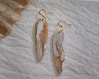 18k Gold-plated Daggers | Boho Polymer Clay Earrings | Marble Earrings