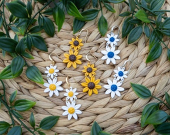 Daisy Drops | Boho madeliefjes | Oorbellen witte salie madeliefje