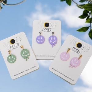 Smiley Face Earrings | Trendy Smiley Face | Drippy Smiley Face Earrings