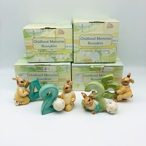 Adornos vintage para tartas de conejitos de Royal Doulton con motivos de la infancia: elige tu número (2, 3, 4, 5).