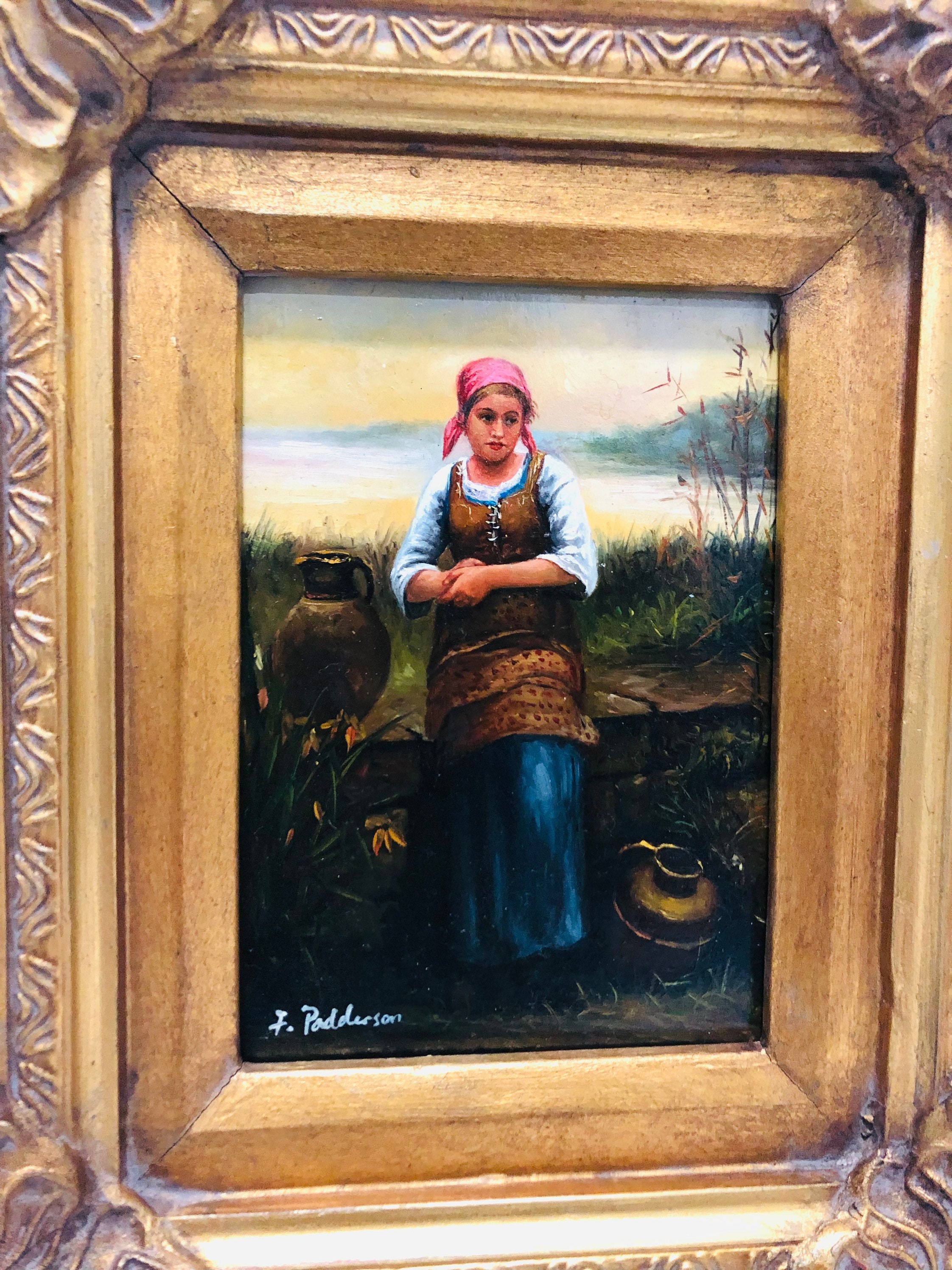 Gold Frame Oil Painting on Board Antique Ornate Wood Frame Etsy