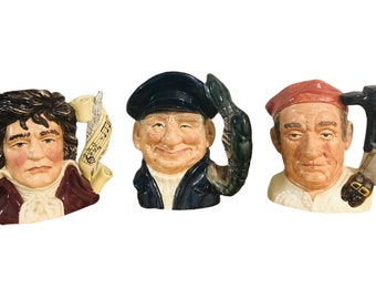 ROYAL DOULTON Large Toby jugs, Character jugs, Vintage Royal Doulton Made in England, Beethoven, Lobster Man, Bootmaker
