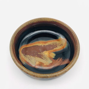 Vintage Abstract Studio Pottery Bowl - Signed &quot;Bell” - Earthy Tones Glaze - Small Catchall Dish - Rustic Art Pottery