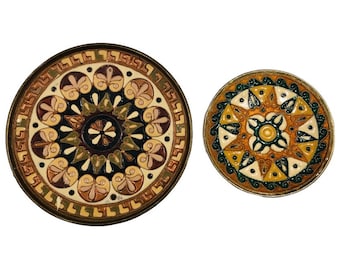 Platos vintage de esmalte cloisonné con diseño de mandala - Juego de latón decorativo para colgar en la pared