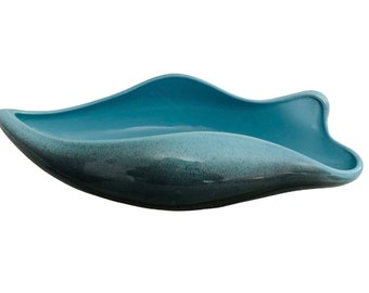 Vintage Beauceware Canada Pottery Planter: Turkos & Svart skål från mitten av århundradet