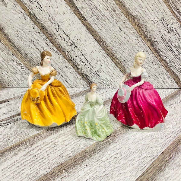 COALPORT Bone China Figurines, Made in England, modelled and decorated by hand, Teresa, Jennifer, Amanda, Ladies of Fashion