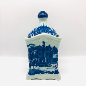 Vintage Blue & White Ironstone Victoria Ware Canister – Heavy Ceramic Kitchen Jar, Decorative Storage, Collectible Vintage Home Decor