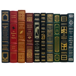 Vintage FRANKLIN LIBRARY Books, Franklin Library of Mystery Masterpieces, Collectible books, Gold gilt spine and vibrant colours