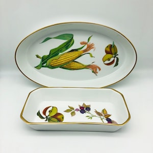 Vintage Royal Worcester Evesham Serving Bowls, Gold Rim Vegetable Servers